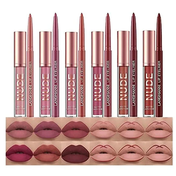 12Pcs Matte Liquid Lipstick + Lip Liner Pens Set - Picture 1 of 7